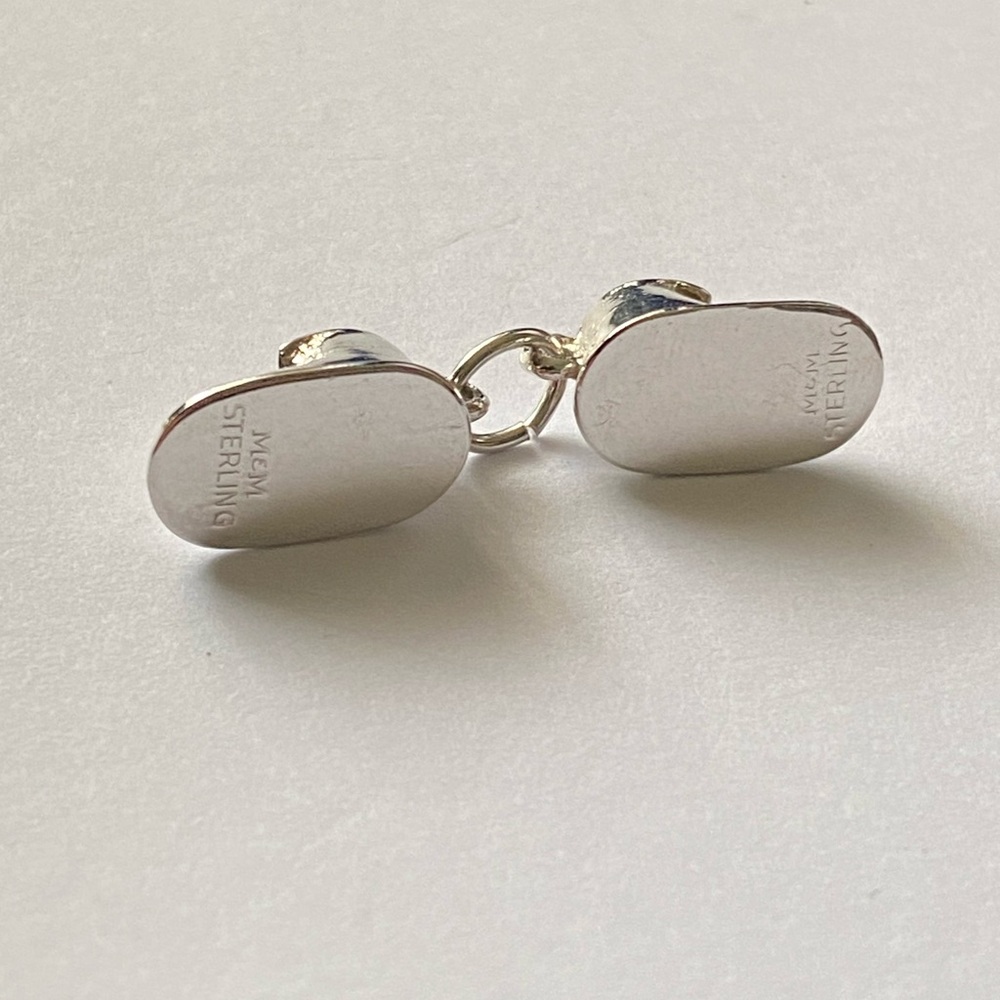 Sterling Silver Baby Shoe Charm Signed M&M Baby Shoes Charm - Picture 4 of 6
